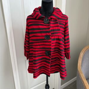 Multiples Red and Black Striped Top